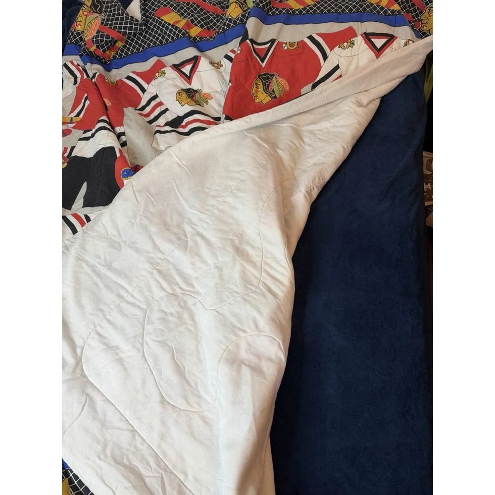 Vtg 90’s NHL Chicago Blackhawks Hockey Bed Comforter Sheet Queen Sz